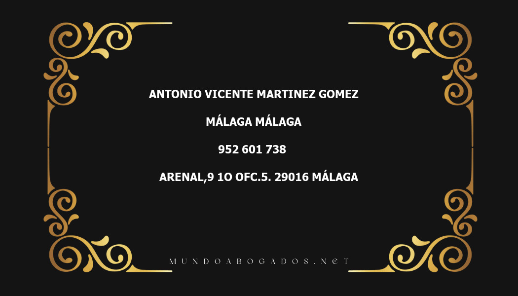 abogado Antonio Vicente Martinez Gomez en la localidad de Málaga