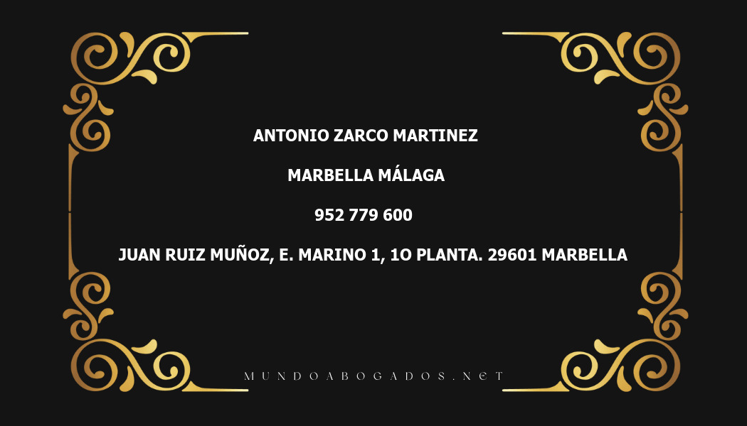 abogado Antonio Zarco Martinez en la localidad de Marbella