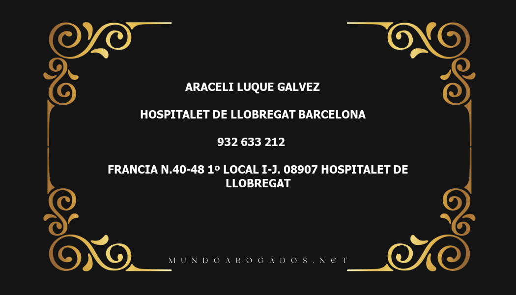 abogado Araceli Luque Galvez en la localidad de Hospitalet de Llobregat