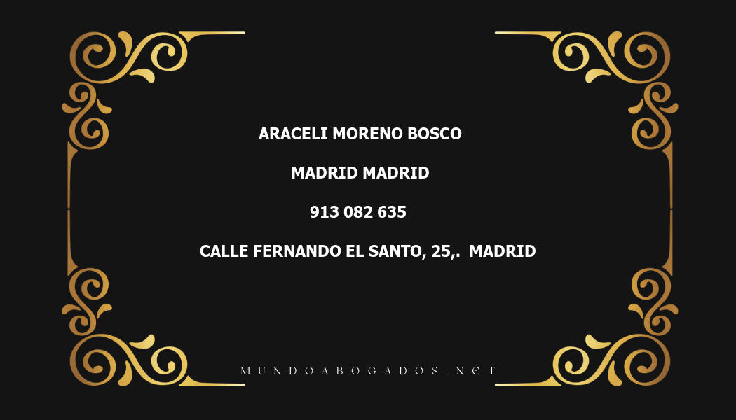 abogado Araceli Moreno Bosco en la localidad de Madrid