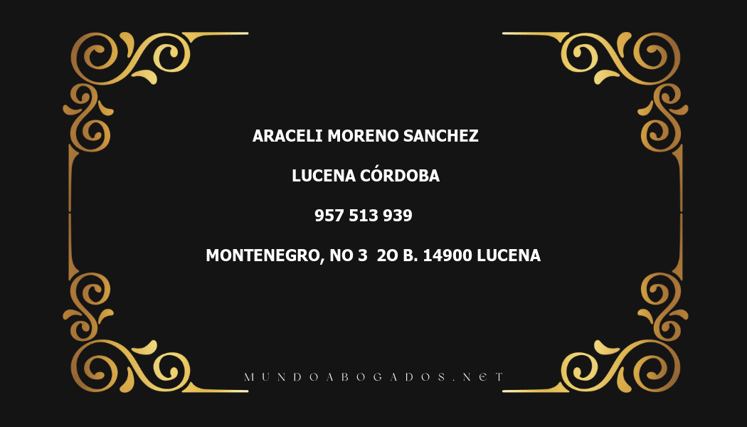 abogado Araceli Moreno Sanchez en la localidad de Lucena