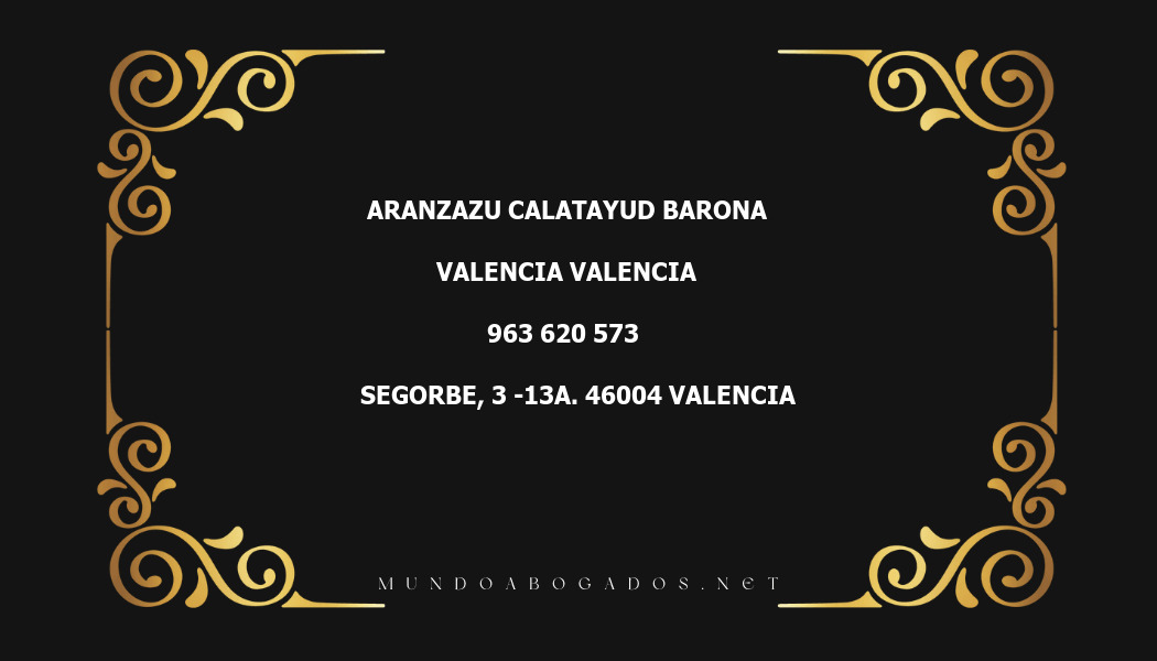 abogado Aranzazu Calatayud Barona en la localidad de Valencia