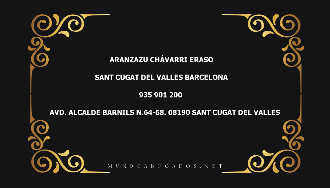 abogado Aranzazu Chávarri Eraso en la localidad de Sant Cugat del Valles