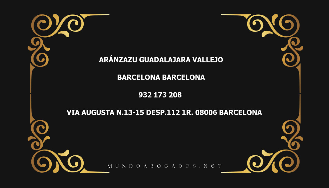 abogado Aránzazu Guadalajara Vallejo en la localidad de Barcelona