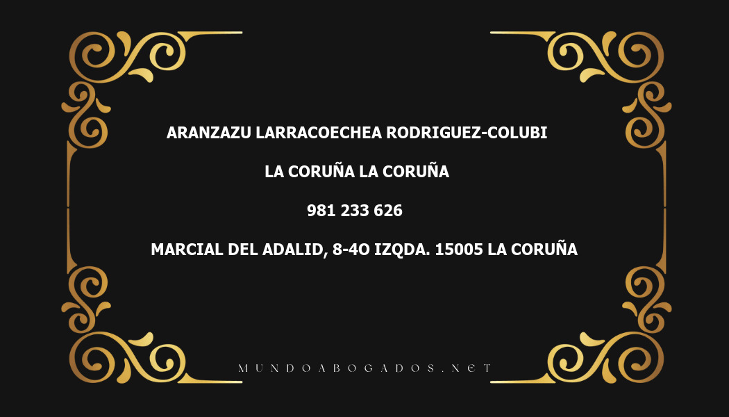 abogado Aranzazu Larracoechea Rodriguez-Colubi en la localidad de La Coruña