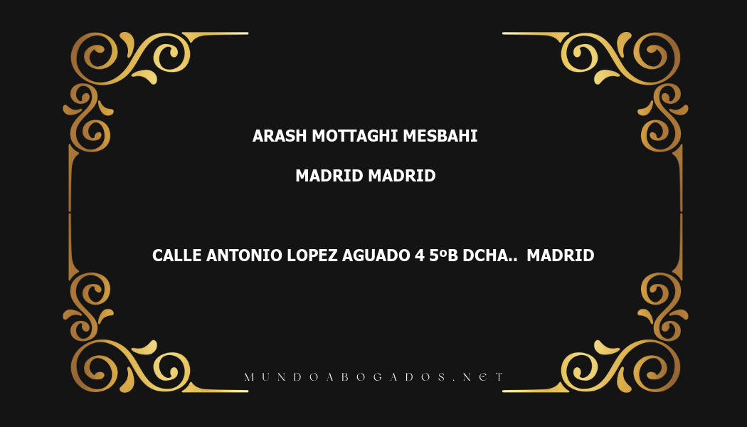 abogado Arash Mottaghi Mesbahi en la localidad de Madrid