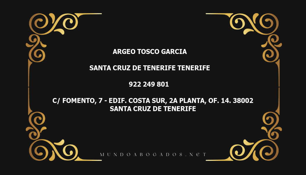 abogado Argeo Tosco Garcia en la localidad de Santa Cruz de Tenerife