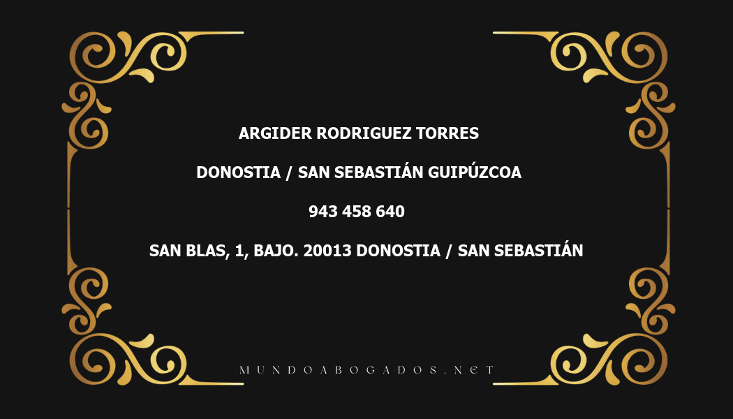 abogado Argider Rodriguez Torres en la localidad de Donostia / San Sebastián