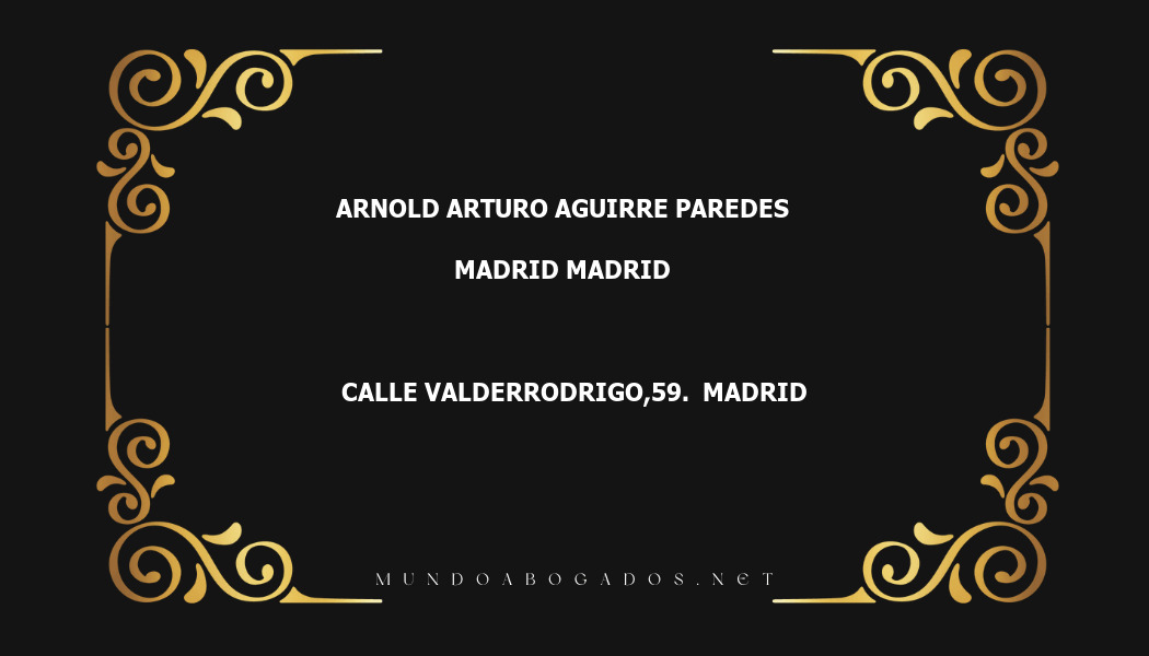 abogado Arnold Arturo Aguirre Paredes en la localidad de Madrid