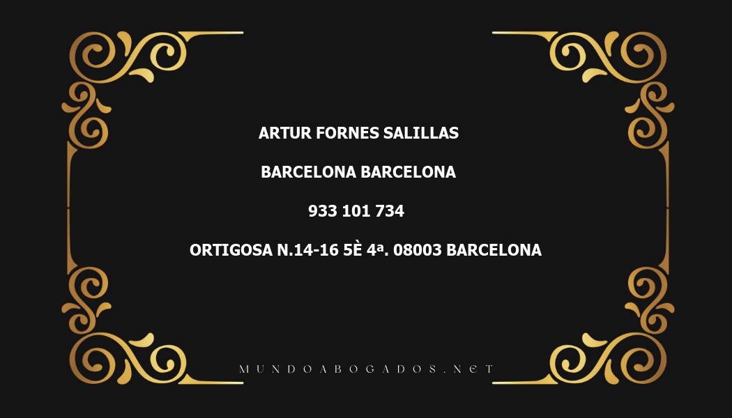 abogado Artur Fornes Salillas en la localidad de Barcelona