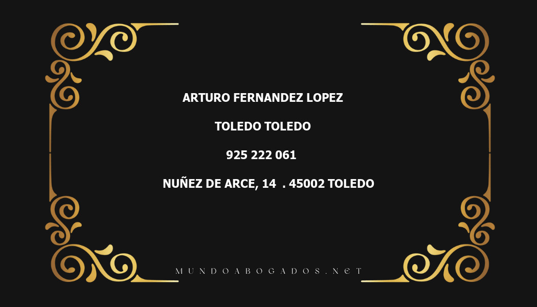 abogado Arturo Fernandez Lopez en la localidad de Toledo