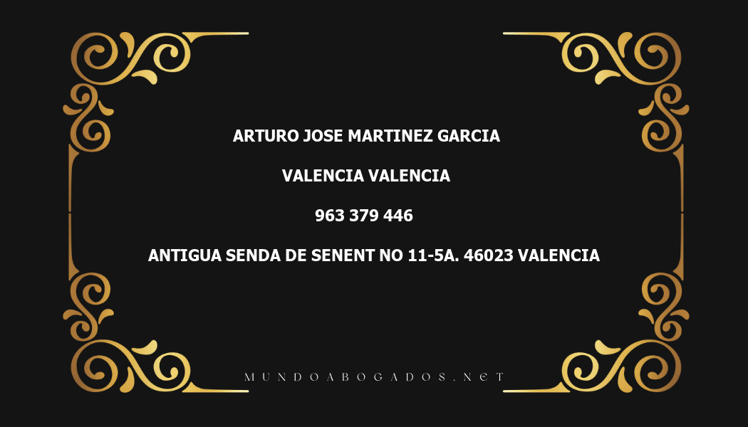 abogado Arturo Jose Martinez Garcia en la localidad de Valencia