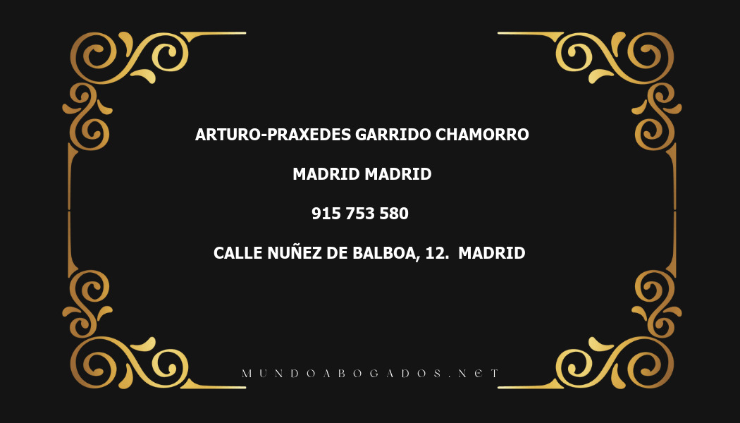 abogado Arturo-Praxedes Garrido Chamorro en la localidad de Madrid