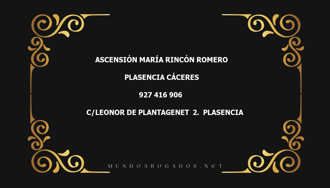 abogado Ascensión María Rincón Romero en la localidad de Plasencia