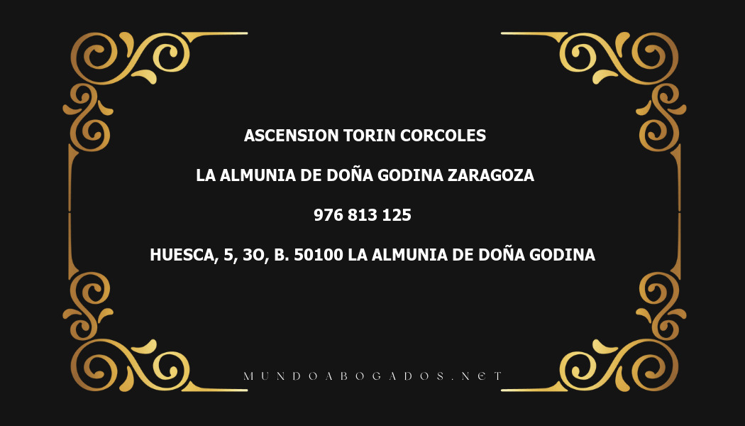 abogado Ascension Torin Corcoles en la localidad de La Almunia de Doña Godina