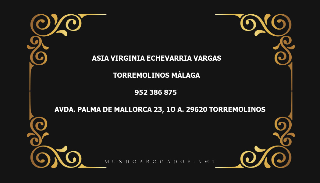 abogado Asia Virginia Echevarria Vargas en la localidad de Torremolinos