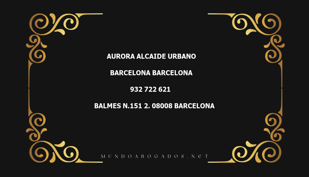 abogado Aurora Alcaide Urbano en la localidad de Barcelona