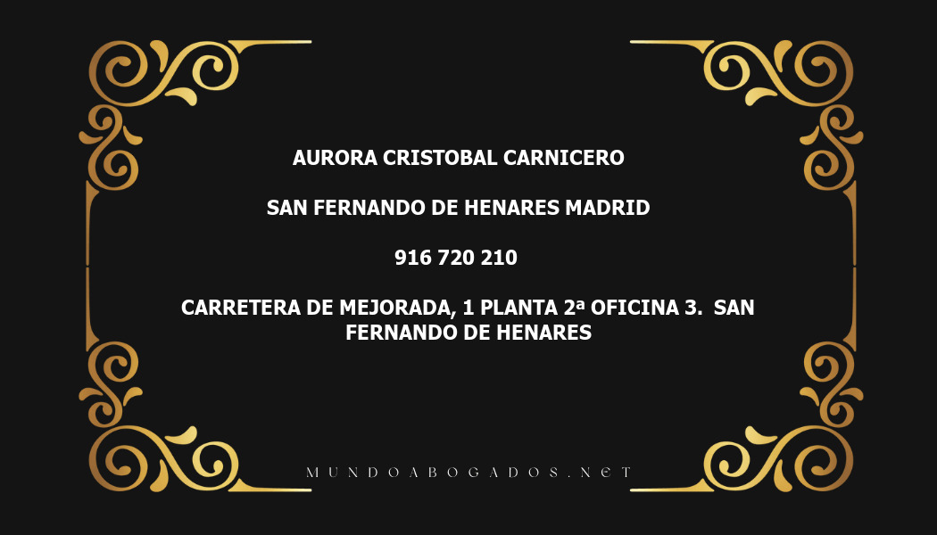 abogado Aurora Cristobal Carnicero en la localidad de San Fernando de Henares