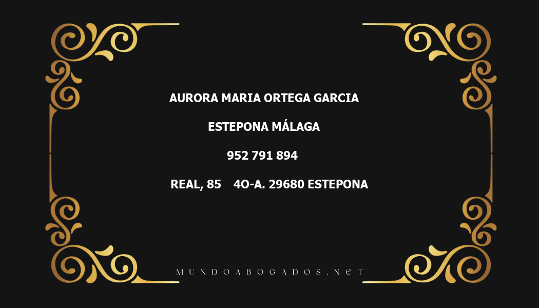 abogado Aurora Maria Ortega Garcia en la localidad de Estepona