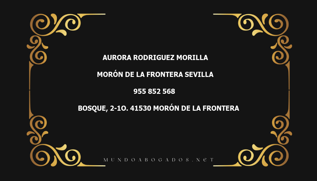 abogado Aurora Rodriguez Morilla en la localidad de Morón de la Frontera