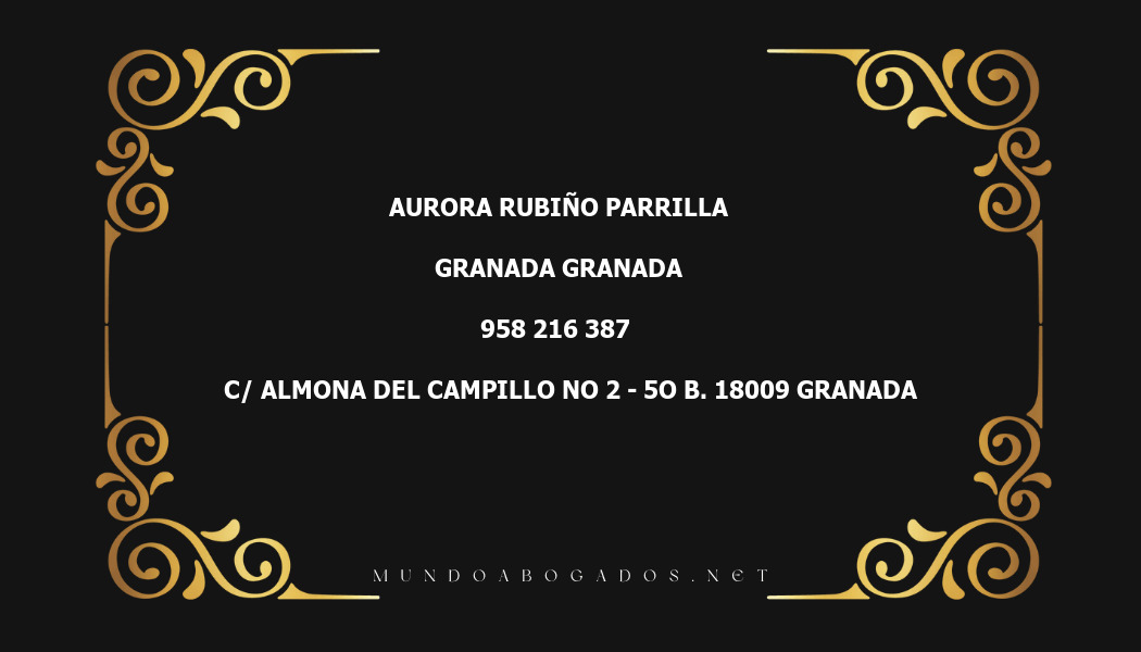 abogado Aurora Rubiño Parrilla en la localidad de Granada