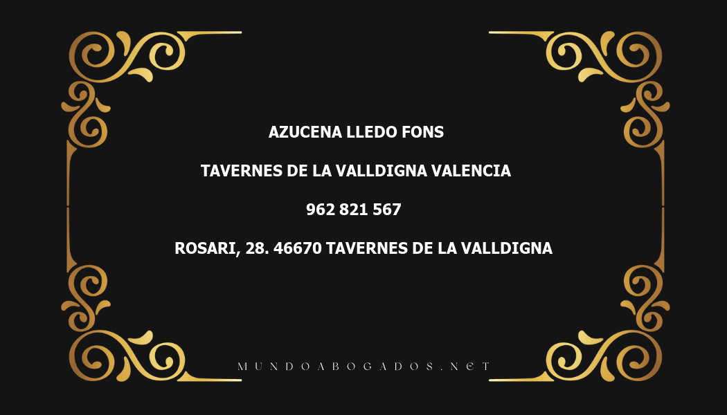 abogado Azucena Lledo Fons en la localidad de Tavernes de la Valldigna