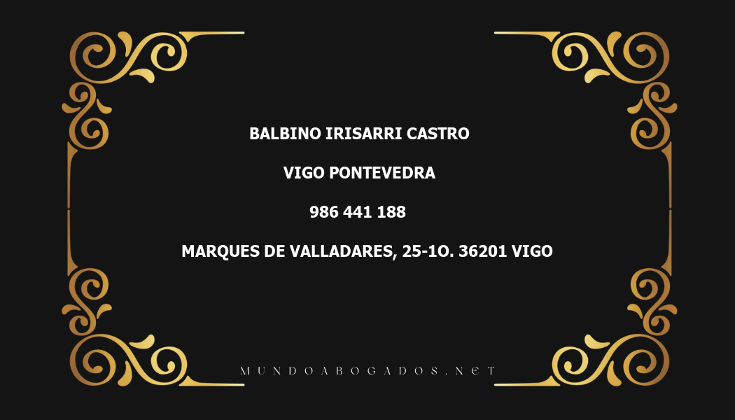 abogado Balbino Irisarri Castro en la localidad de Vigo