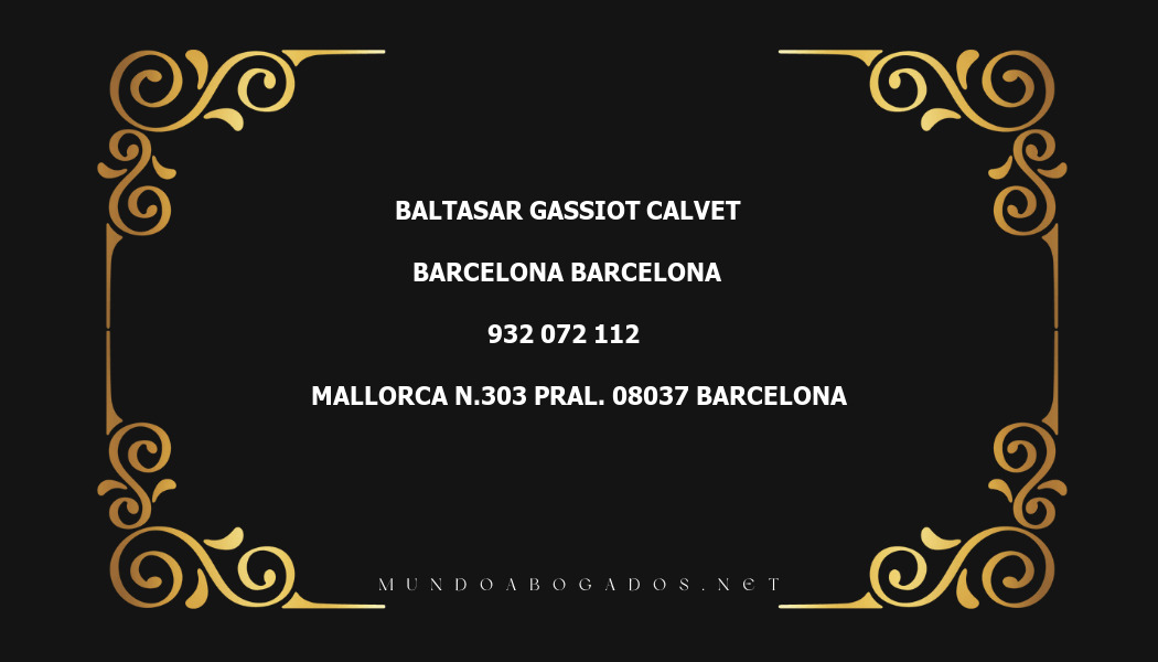 abogado Baltasar Gassiot Calvet en la localidad de Barcelona