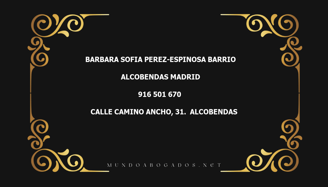 abogado Barbara Sofia Perez-Espinosa Barrio en la localidad de Alcobendas