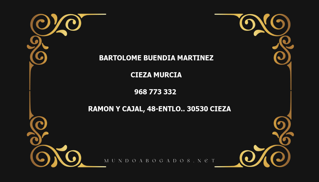 abogado Bartolome Buendia Martinez en la localidad de Cieza