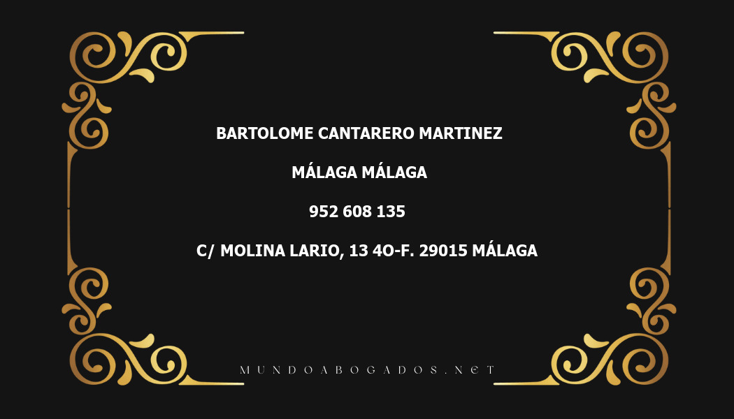 abogado Bartolome Cantarero Martinez en la localidad de Málaga