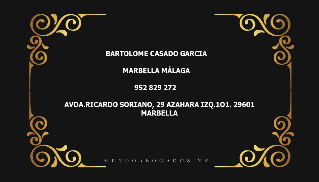 abogado Bartolome Casado Garcia en la localidad de Marbella