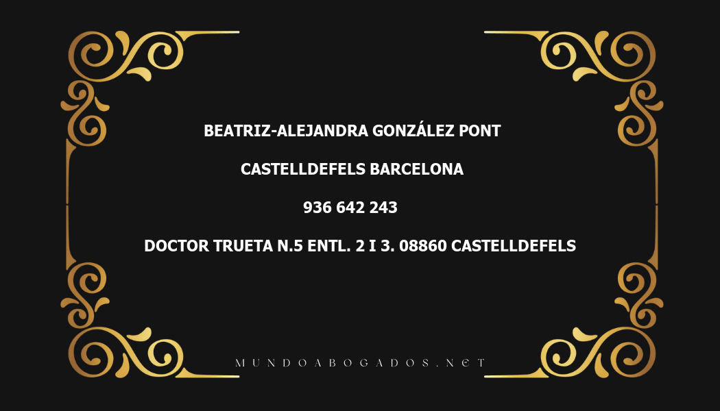 abogado Beatriz-Alejandra González Pont en la localidad de Castelldefels