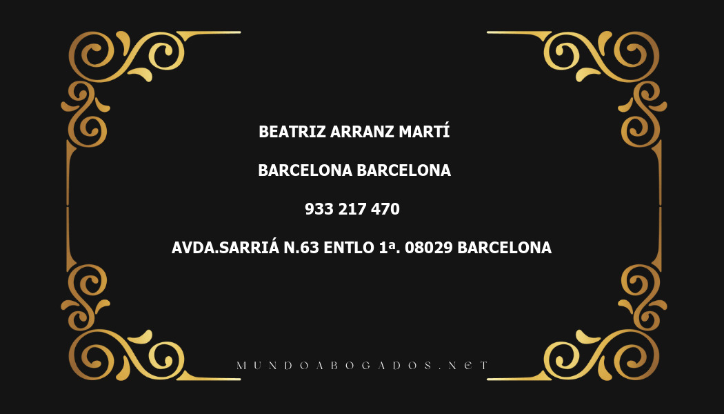 abogado Beatriz Arranz Martí en la localidad de Barcelona