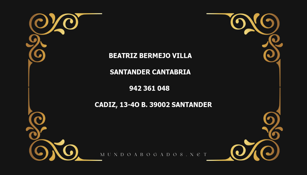 abogado Beatriz Bermejo Villa en la localidad de Santander