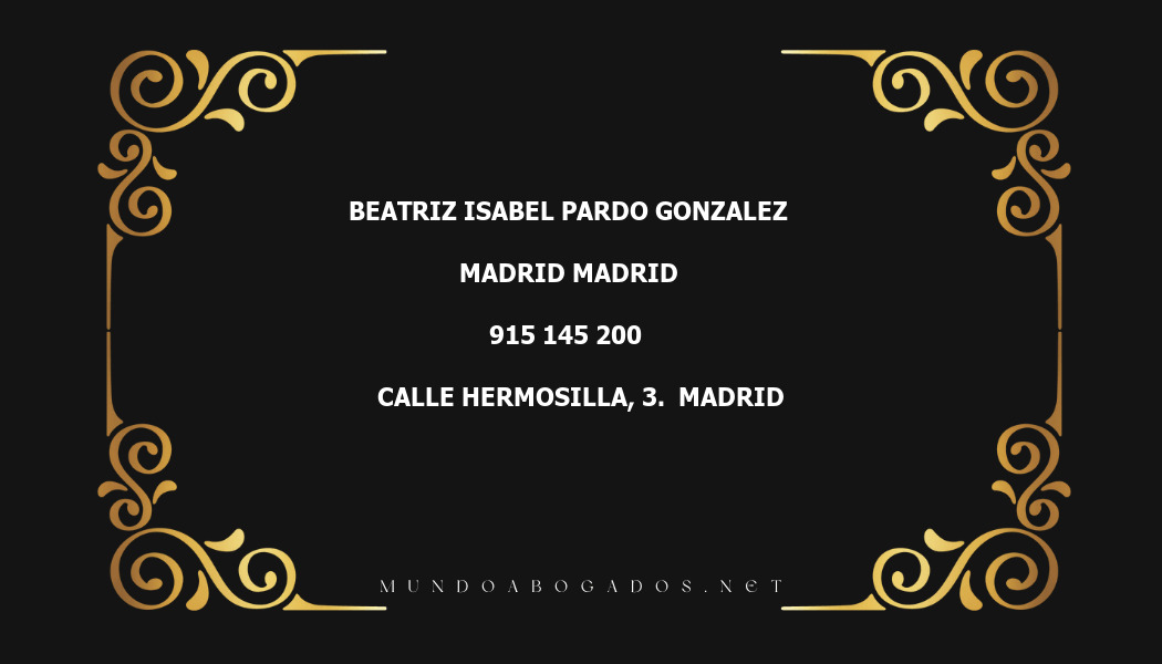 abogado Beatriz Isabel Pardo Gonzalez en la localidad de Madrid