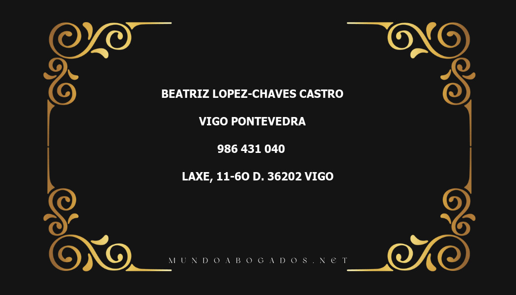 abogado Beatriz Lopez-Chaves Castro en la localidad de Vigo