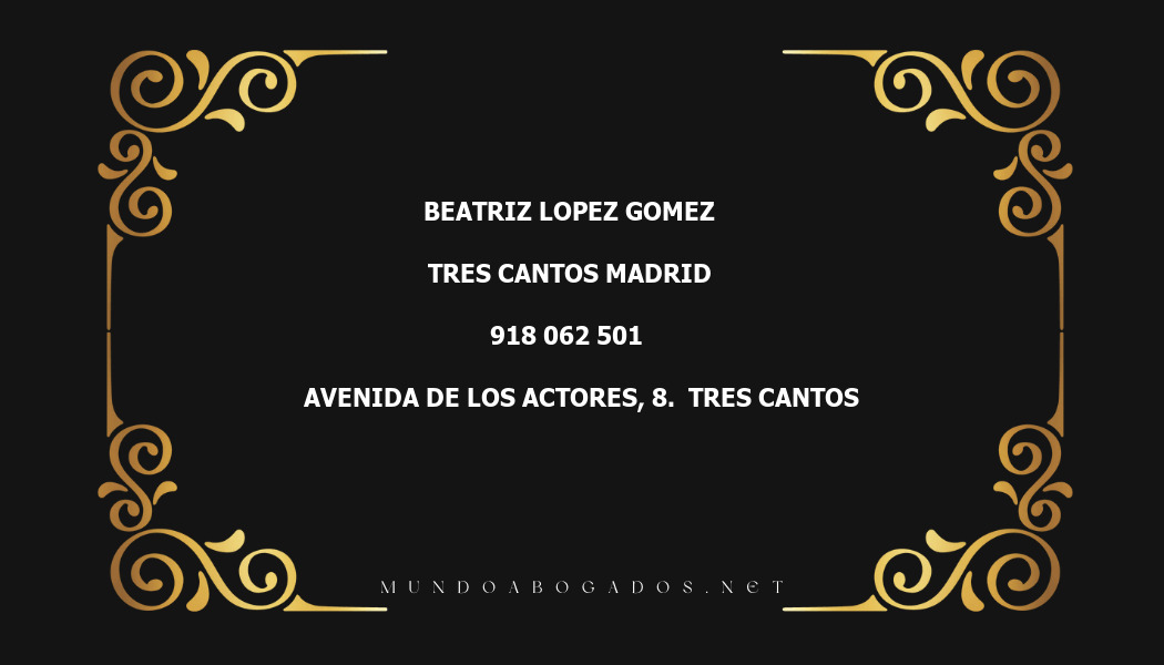 abogado Beatriz Lopez Gomez en la localidad de Tres Cantos