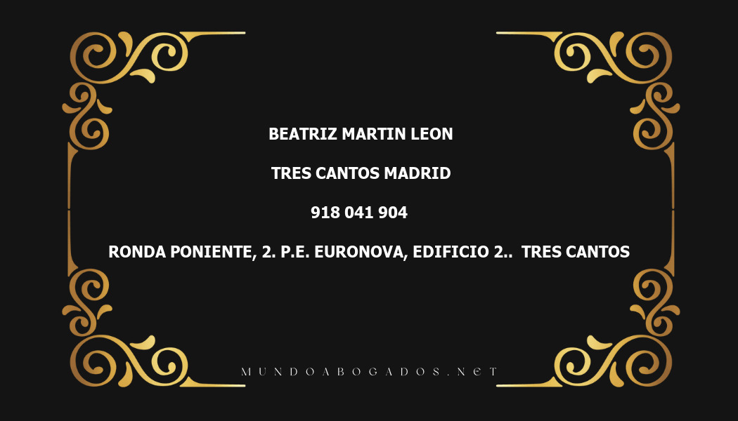 abogado Beatriz Martin Leon en la localidad de Tres Cantos