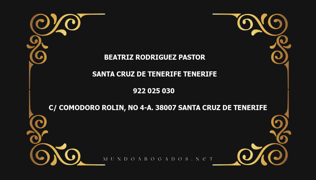 abogado Beatriz Rodriguez Pastor en la localidad de Santa Cruz de Tenerife