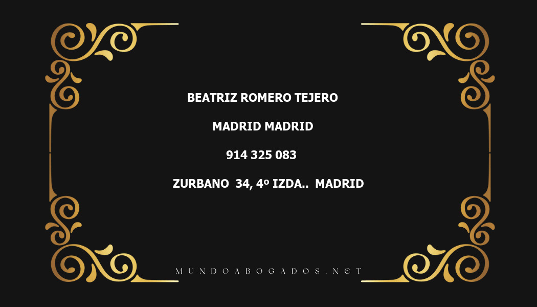 abogado Beatriz Romero Tejero en la localidad de Madrid