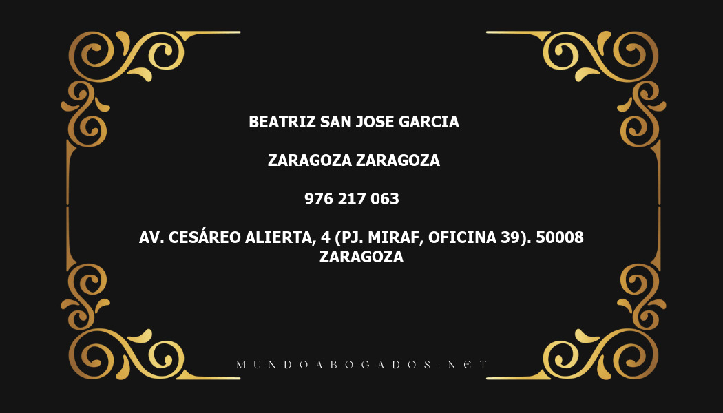 abogado Beatriz San Jose Garcia en la localidad de Zaragoza