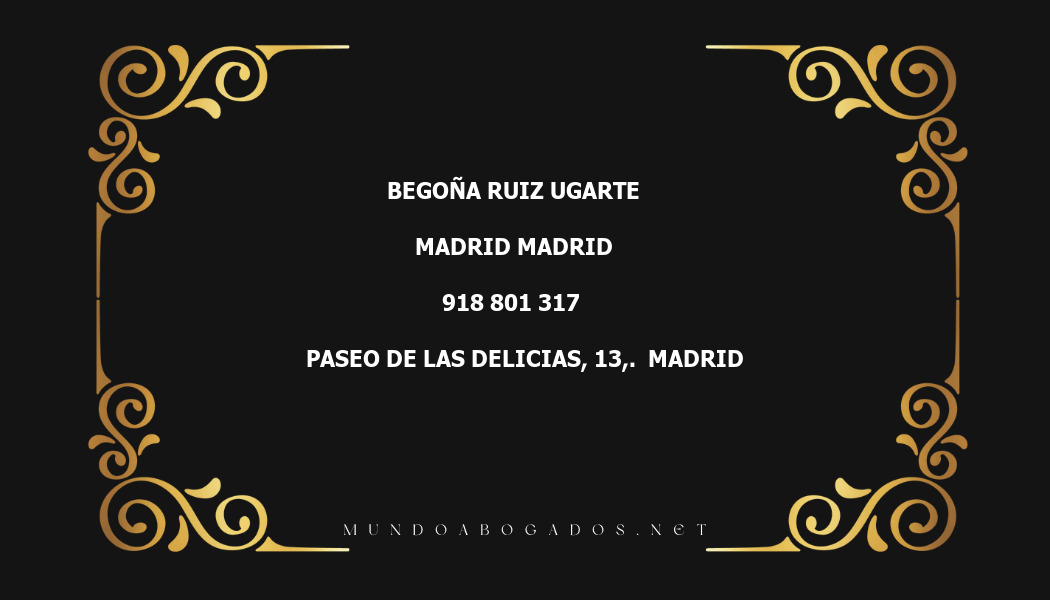 abogado Begoña Ruiz Ugarte en la localidad de Madrid