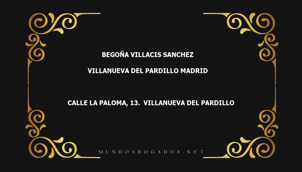 abogado Begoña Villacis Sanchez en la localidad de Villanueva del Pardillo