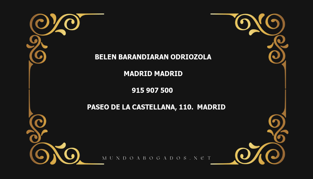 abogado Belen Barandiaran Odriozola en la localidad de Madrid