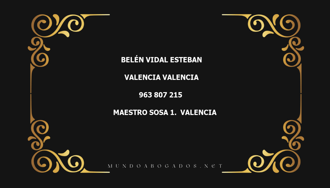 abogado Belén Vidal Esteban en la localidad de Valencia