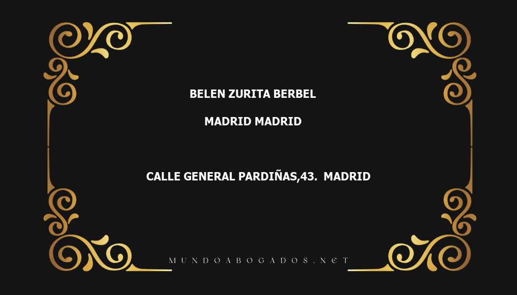 abogado Belen Zurita Berbel en la localidad de Madrid