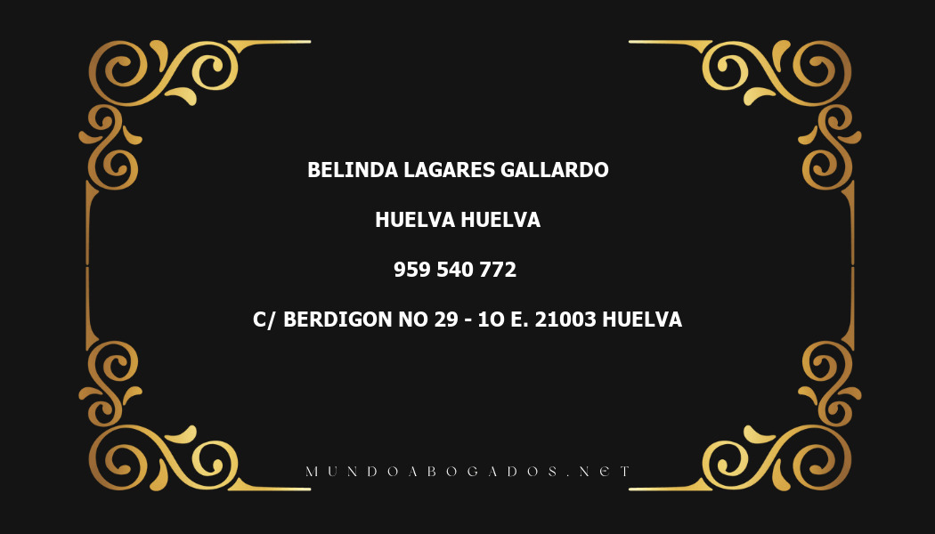 abogado Belinda Lagares Gallardo en la localidad de Huelva