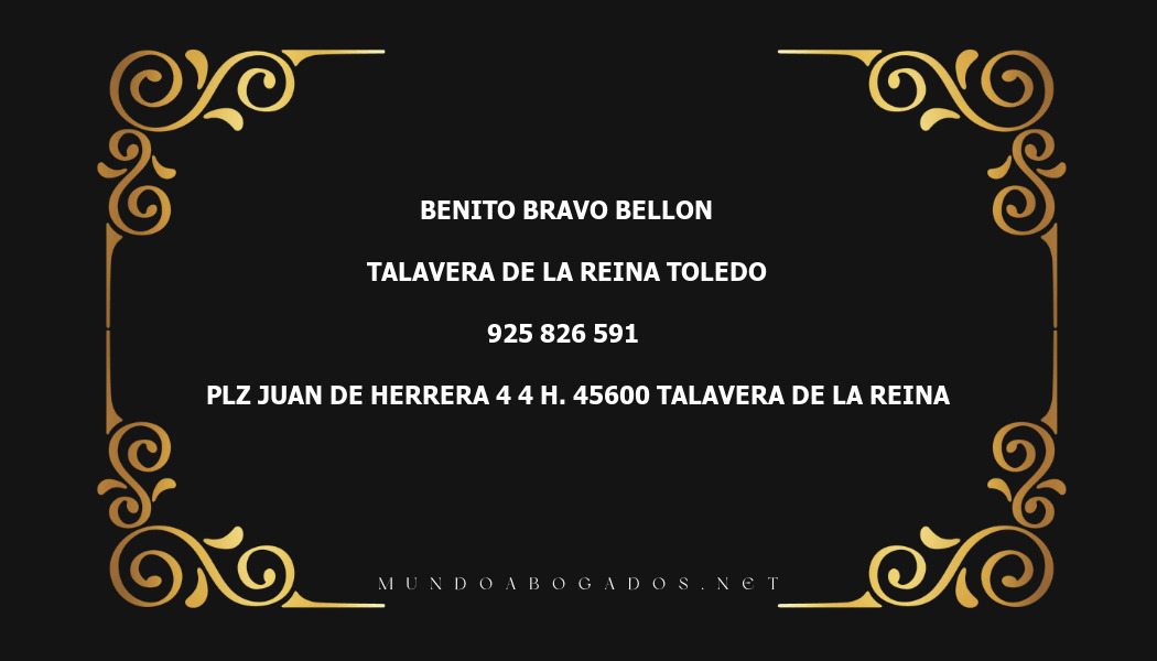 abogado Benito Bravo Bellon en la localidad de Talavera de la Reina