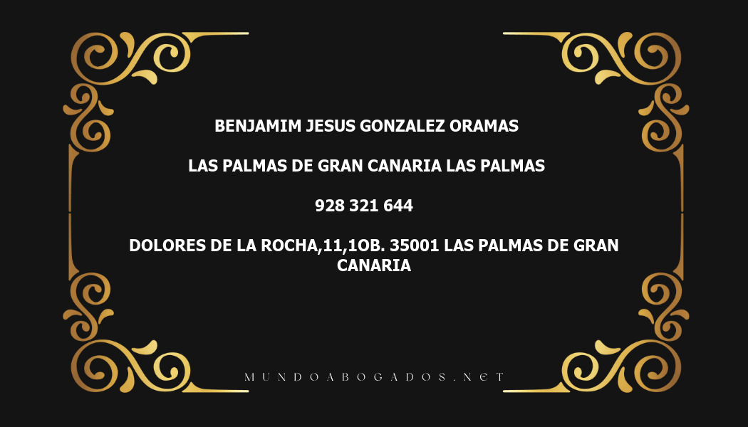 abogado Benjamim Jesus Gonzalez Oramas en la localidad de Las Palmas de Gran Canaria